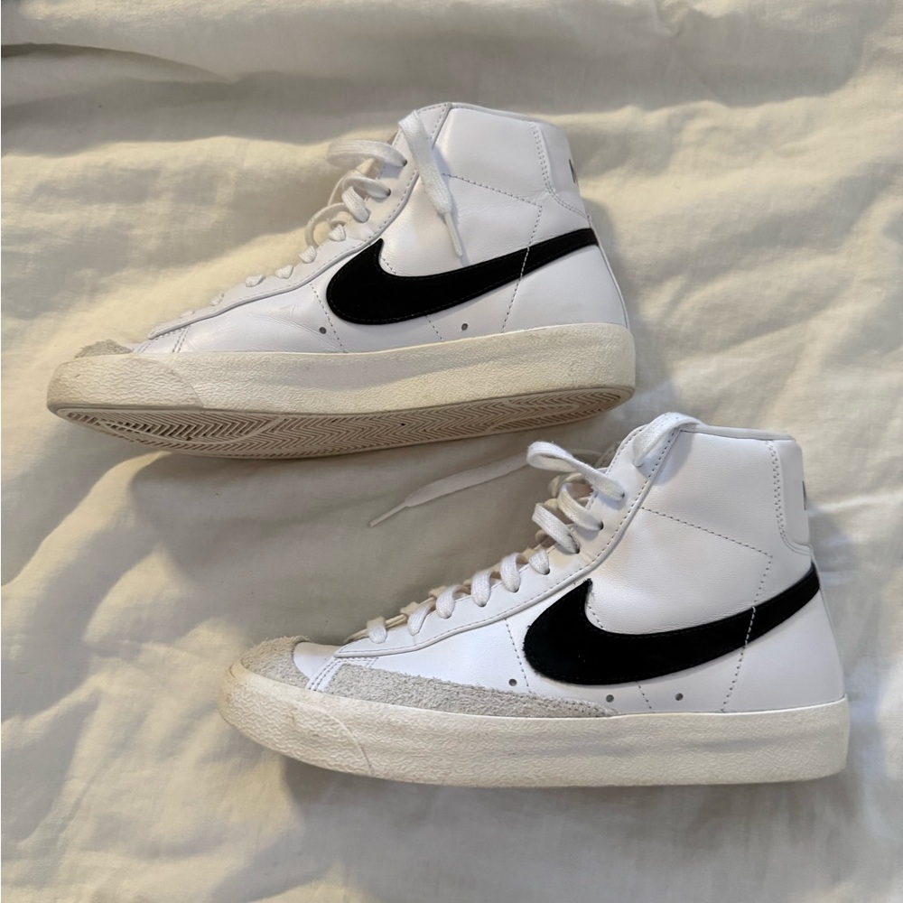Nike White and Black High-Top Sneakers